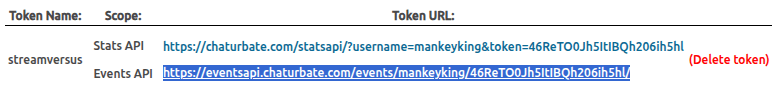 Copy the Events API URL