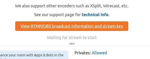 The button that opens your RTMP broadcast information